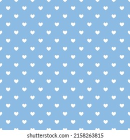 Seamless pattern with white hearts and blue background