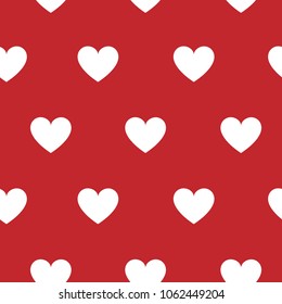 Seamless Pattern with White Hearts on Red Background. Vector Illustration. Decorative Love Design for Web, Wrapping Paper, Gifts, Celebration, Valentine's Day, Marriage, Dating