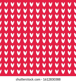 Seamless pattern of white hearts on a red background
