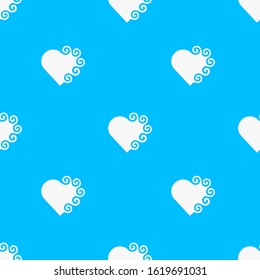 Seamless pattern with white hearts on a blue background. Vector illustration.