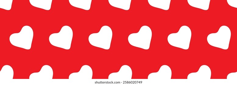 Seamless pattern with white hearts on a red background. Vector graphics