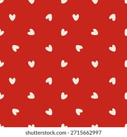 Patrón sin fisuras con corazones blancos sobre fondo rojo. Diseño de Festiva para la impresión del día de San Valentín, papel de embalaje, tela, Fondo de pantalla, textil