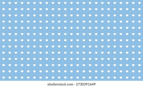 Patrón sin fisuras con corazones blancos sobre fondo azul claro. Vector de textura romántica para el día de San Valentín