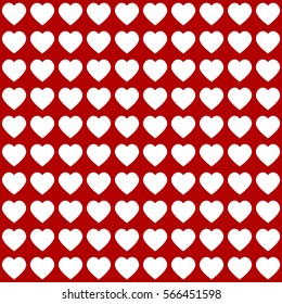 Seamless pattern with white hearts on red background. Tiling. Vector design for your textile, print, cards, flyers, brochures, posters, banners etc. Valentines Day Background Vector holiday design 
