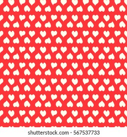 Seamless pattern of white hearts on red background. Vector illustration.