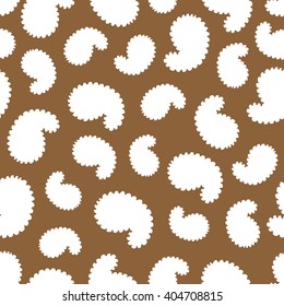 Seamless pattern of white hearts shapes on brown background