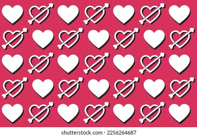 seamless pattern with white hearts valentine background
