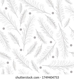 Patrón sin foco con hierbas blancas en un fondo azul. Para el diseño de textiles, productos de impresión, papel pintado, prendas de vestir, papel envasado y más