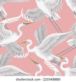 Seamless pattern and white herons  Vector
