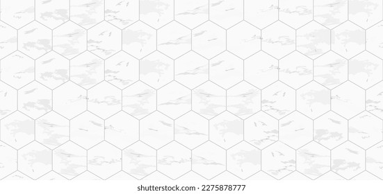 Seamless Pattern Of White Hexagon Marble Tiles. EPS10 Vector