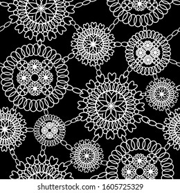  seamless pattern white lace on a black background ,vector