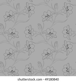 seamless pattern with white lily flowers