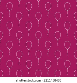 Seamless pattern with white line art balloons for baby shower. For fabric, kids, postcards