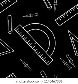 Seamless pattern of white lines on a black background. Pattern, linear style. Vector