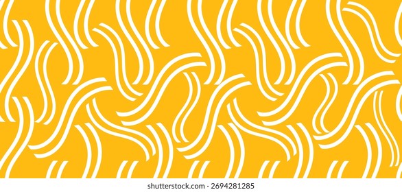 Seamless pattern, white lines, vector design, yellow background.