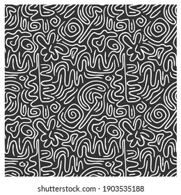 Seamless pattern with white maze lines and waves. 