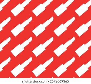 Seamless pattern of white open lipstick tube on red background