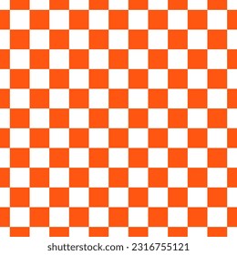 Seamless pattern with white and orange checkerboard