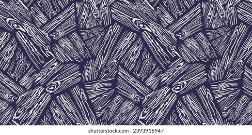 Seamless pattern with white organic shape lines tree. Abstract, modern, dark background brush texture with tree. Vector hand drawn sketch. Design for fashion, fabric, wallpaper.