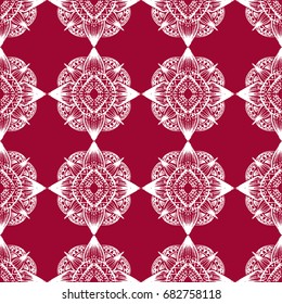 Seamless pattern with white ornaments in bohemian style. Native American vector elements painted with grunge brushes