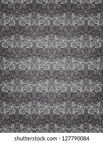 Seamless pattern with white outline on a gray background