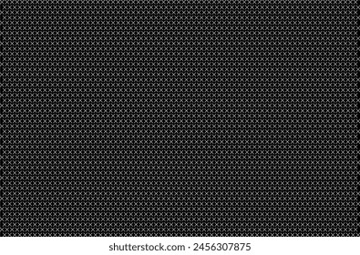 Patrón sin costuras. Contorno blanco. Pequeña cruz en un patrón de tablero de ajedrez sobre un fondo negro. Diseño de fondo de volante, fondo de publicidad, tela, ropa, textura, patrón textil