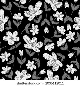 Seamless pattern with white painted colors on a black background in a vector