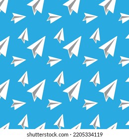 Seamless Pattern of white Paper Plane Vector 