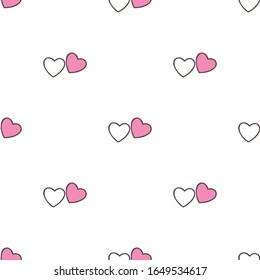 Seamless Pattern of White and Pink Heart Design on White Background