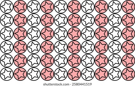 seamless pattern with white and pink ring dot diamond star and flowers repeat style replete image design for fabric printing, vertical strip