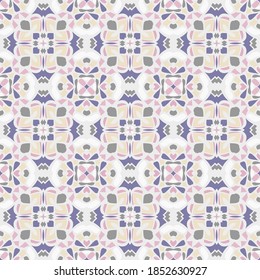 Seamless pattern in white pink violet for decoration,  wallpaper, tiles, textiles, neckerchief. Home decor, interior design, cloth design.