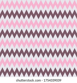 Seamless pattern with white, pink zigzag. Abstract vector background.