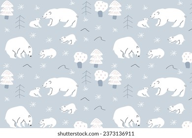 Patrón sin foco: madre y bebé de oso polar blanco
