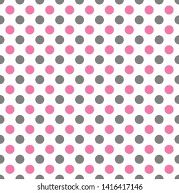 Seamless pattern with white polka dots in two colors pink and gray - women colors Illustration
