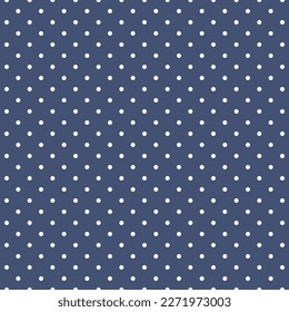 Seamless pattern with white polka dots on navy blue background. design for background, wallpaper, wrapping, fabric, textile and more.