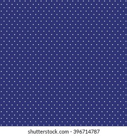 Seamless pattern with white polka dots on a sailor navy blue background. 