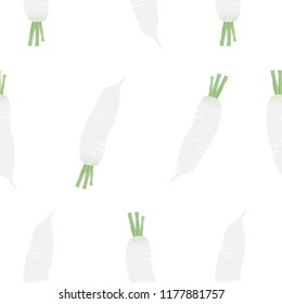 Seamless pattern white radish doodles hand drawn on white Background.printing wallpaper.vector illustration