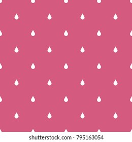 Seamless pattern with white rain drops on a pink background.