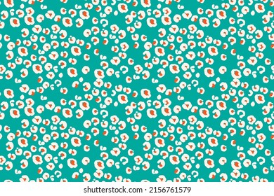 Seamless pattern with white and red dots, blots. Abstract field with tiny flowers. 