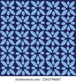 Seamless pattern with white rhombus arranged in a beautiful pattern on a blue background Used for fabric, paper or wallpaper. Vector illustration. Mo Hom cloth pattern background, Lanna art, Thailand.
