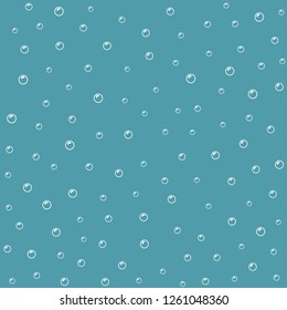 Seamless pattern of white rising air bubbles on blue backdrop. Abstract water background. Vector illustration.