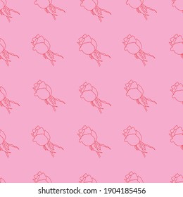 Seamless pattern with white roses on a pink background