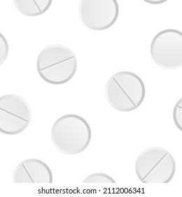 Seamless pattern of white round pills. Vector illustration template