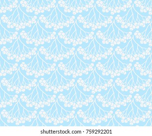 Seamless pattern with white rowan berries