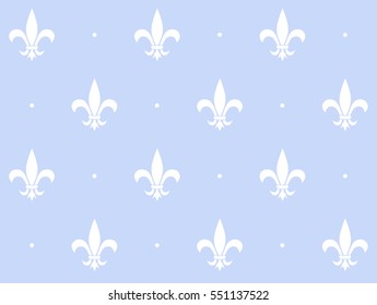 Seamless Pattern with white Royal Lily on light blue background
