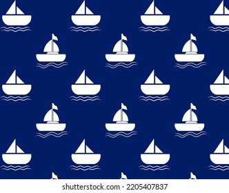 Seamless Pattern White Sailboat Sea Decoration Vector 