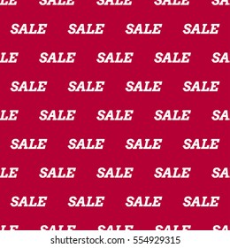 Seamless pattern with white sale text on a red background