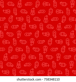 Seamless pattern of white santa claus over bright red background