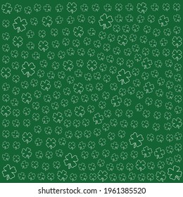 Seamless Pattern With White Shamrock On Green Background