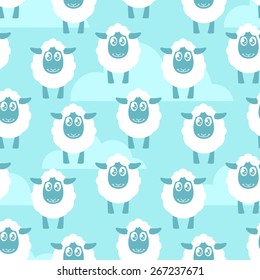 Seamless pattern with white sheep